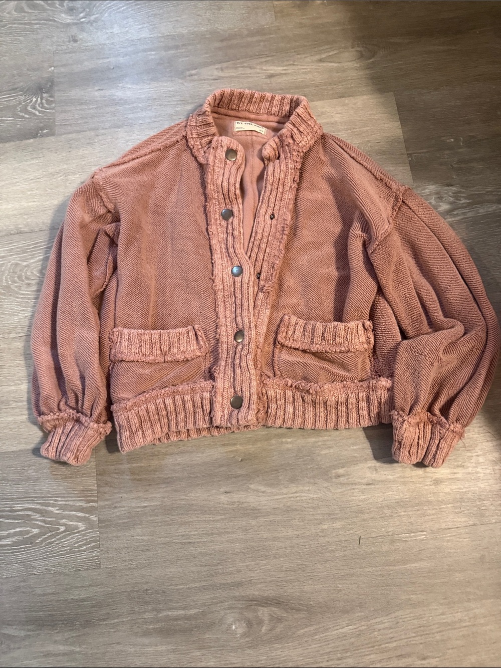 Free People Dusty Rose Knit Bomber Jacket